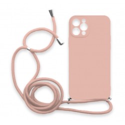 Θήκη Σιλικόνης Crossbody για Apple iPhone 11 Pro Max - Ροζ