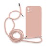 Θήκη Σιλικόνης Crossbody για Apple iPhone 12 / 12 Pro - Ροζ