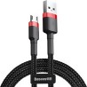 Baseus Cafule Braided Καλώδιο USB σε Lightning (0.5m) - Μαύρο / Κόκκινο