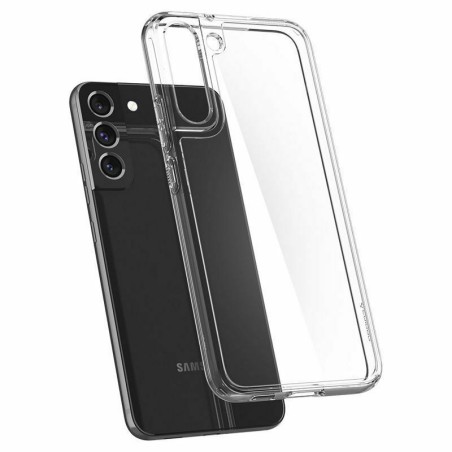 Θήκη Spigen Ultra Hybrid διάφανη τοποθετημένη σε Samsung Galaxy S22 Plus με κάμερα τριπλού φακού