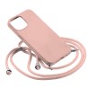 Θήκη Σιλικόνης Crossbody για Apple iPhone 13 Pro Max - Σομόν