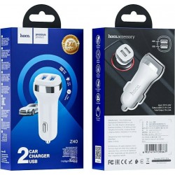 Hoco Z40 Superior Φορτιστής Αυτοκινήτου με 2xUSB - Λευκό