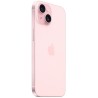 Apple iPhone 15 σε ροζ, πίσω όψη με διπλή κάμερα 48MP και κουμπιά έντασης.