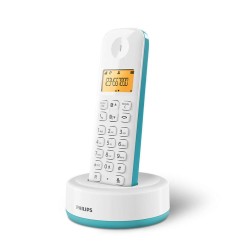 Πλάγια όψη του Philips D1601T σε λευκό/πράσινο, που αναδεικνύει τον σύγχρονο σχεδιασμό και την ευκρινή οθόνη του.