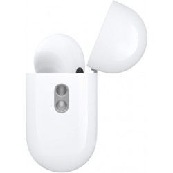 Apple AirPods Pro (2nd Generation) (USB‑C) In-ear Bluetooth Handsfree - Λευκό πλαϊνή όψη με ανοιχτή θήκη και ακουστικά