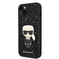 Karl Lagerfeld Glitter Flakes Case with Ikonik Patch and Metal Logo Θήκη προστασίας από σιλικόνη – iPhone 14 Plus (Glitter Black