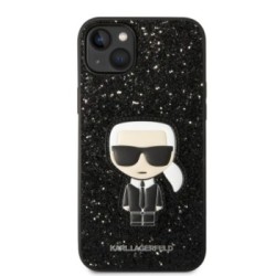 Karl Lagerfeld Glitter Flakes Case with Ikonik Patch and Metal Logo Θήκη προστασίας από σιλικόνη – iPhone 14 Plus (Glitter Black