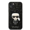 Karl Lagerfeld Glitter Flakes Case with Ikonik Patch and Metal Logo Θήκη προστασίας από σιλικόνη – iPhone 14 Plus (Glitter Black
