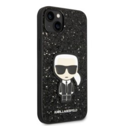 Karl Lagerfeld Glitter Flakes Case with Ikonik Patch and Metal Logo Θήκη προστασίας από σιλικόνη – iPhone 14 Plus (Glitter Black