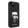 Karl Lagerfeld Glitter Flakes Case with Ikonik Patch and Metal Logo Θήκη προστασίας από σιλικόνη – iPhone 14 Plus (Glitter Black