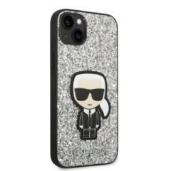 Karl Lagerfeld Glitter Flakes Case with Ikonik Patch and Metal Logo Θήκη προστασίας από σιλικόνη – iPhone 14 Plus (Glitter Silve