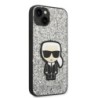 Karl Lagerfeld Glitter Flakes Case with Ikonik Patch and Metal Logo Θήκη προστασίας από σιλικόνη – iPhone 14 Plus (Glitter Silve