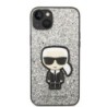 Karl Lagerfeld Glitter Flakes Case with Ikonik Patch and Metal Logo Θήκη προστασίας από σιλικόνη – iPhone 14 Plus (Glitter Silve