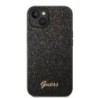 Guess Glitter Flakes Case with Ikonik Patch and Vintage Script Logo Θήκη προστασίας από σιλικόνη – iPhone 14 Plus (Glitter Black