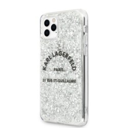 Karl Lagerfeld Glitter Flakes Cover Θήκη Σιλικόνης για iPhone 11 Pro Max - Ασημί