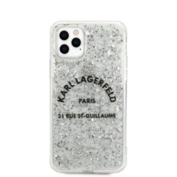 Karl Lagerfeld Glitter Flakes Cover Θήκη Σιλικόνης για iPhone 11 Pro Max - Ασημί