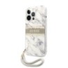 Guess "Marble Collection" Printed Stripe Θήκη προστασίας με όψη μαρμάρου και κορδονάκι χειρός – iPhone 13 Pro Max (Γκρι/Λευκό)