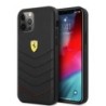 Ferrari "Off Track" Quilted Leather Case Θήκη προστασίας από γνήσιο καπιτονέ δέρμα – iPhone 12 Pro Max (Μαύρη/Κόκκινη/Quilted Le
