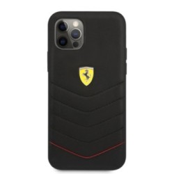 Ferrari "Off Track" Quilted Leather Case Θήκη προστασίας από γνήσιο καπιτονέ δέρμα – iPhone 12 Pro Max (Μαύρη/Κόκκινη/Quilted Le