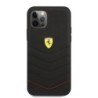 Ferrari "Off Track" Quilted Leather Case Θήκη προστασίας από γνήσιο καπιτονέ δέρμα – iPhone 12 Pro Max (Μαύρη/Κόκκινη/Quilted Le