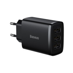 Φορτιστής Baseus 17W Quick Charge με 3xUSB-A - Μαύρο (Compact)