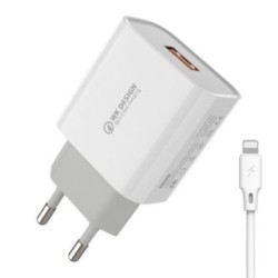 WK WP-U57 Quick Charge Φορτιστής με USB-A & Καλώδιο USB-A male to USB Lightning 18W - Λευκό