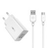 WK WP-U56 Φορτιστής με 2xUSB-A & Καλώδιο USB-A male to USB-C male - Λευκό