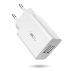 WK WP-U56 Φορτιστής με 2xUSB-A & Καλώδιο USB-A male to USB-C male - Λευκό