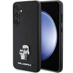 Karl Lagerfeld PU Saffiano Metal Pin Karl & Choupette Θήκη Προστασίας για Samsung Galaxy S24 - Μαύρο