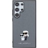Karl Lagerfeld PU Saffiano Metal Pin Karl & Choupette Θήκη Προστασίας για Samsung Galaxy S24 Ultra - Γκρι