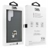 Karl Lagerfeld PU Saffiano Metal Pin Karl & Choupette Θήκη Προστασίας για Samsung Galaxy S24 Ultra - Γκρι