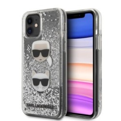 Karl Lagerfeld Liquid Glitter Case 2 Heads Θήκη προστασίας – iPhone 11 Black/Glitter Silver – KLHCN61KCGLSL