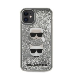 Karl Lagerfeld Liquid Glitter Case 2 Heads Θήκη προστασίας – iPhone 11 Black/Glitter Silver – KLHCN61KCGLSL