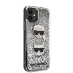 Karl Lagerfeld Liquid Glitter Case 2 Heads Θήκη προστασίας – iPhone 11 Black/Glitter Silver – KLHCN61KCGLSL