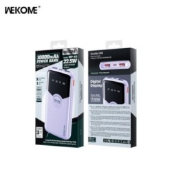 WK WP-43 Powerbank 10000mAh 22.5W με 2xUSB-A & USB-C Power Delivery/Quick Charge - Μωβ συσκευασια