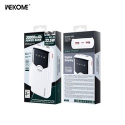 WK WP-43 Powerbank 20000mAh 22.5W με 2xUSB-A & USB-C Power Delivery/Quick Charge - Λευκό συσκευασία