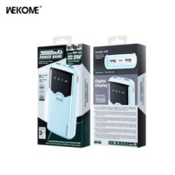 WK WP-43 Powerbank 20000mAh 22.5W με 2xUSB-A & USB-C Power Delivery/Quick Charge - Μπλε συσκευασια