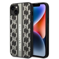 Karl Lagerfeld Monogram Stripe Back Cover PU Leather Case Θήκη προστασίας από δερματίνη – iPhone 14 Plus Γκρι - KLHCP14MPGKLSKG