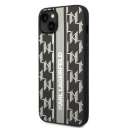 Karl Lagerfeld Monogram Stripe Back Cover PU Leather Case Θήκη προστασίας από δερματίνη – iPhone 14 Plus Γκρι - KLHCP14MPGKLSKG