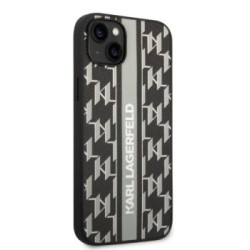 Karl Lagerfeld Monogram Stripe Back Cover PU Leather Case Θήκη προστασίας από δερματίνη – iPhone 14 Plus Γκρι - KLHCP14MPGKLSKG