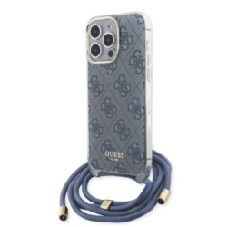 Guess “4G Logo Collection” Crossbody Hard Case Θήκη προστασίας από σιλικόνη με λουράκι – iPhone 15 Pro Max Μπλε – GUHCP15XHC4SEB