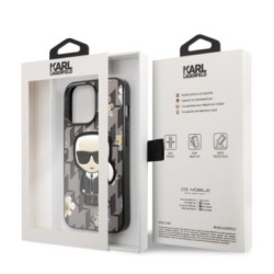 Karl Lagerfeld Flower Mono Ikonik Patch Case Θήκη προστασίας από δερματίνη – iPhone 13 Pro Γκρι – KLHCP13LPMNFIK1