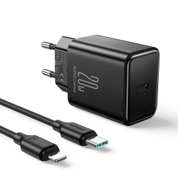 Joyroom Φορτιστής με Θύρα USB-C & Καλώδιο USB-C σε Lightning 20W Power Delivery - Μαύρο