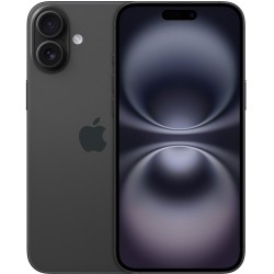 Apple iPhone 16 Plus 128GB σε μαύρο χρώμα, με μπροστά όψη που δείχνει την οθόνη Super Retina XDR και την εμπρόσθια κάμερα.