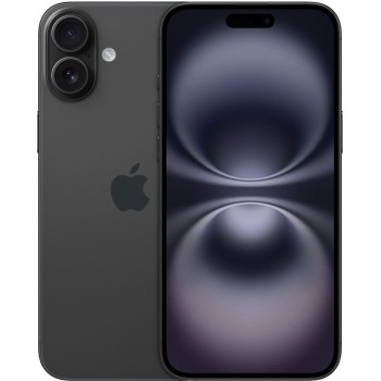 Apple iPhone 16 Plus 256GB σε μαύρο χρώμα, με μπροστά όψη που δείχνει την οθόνη Super Retina XDR και την εμπρόσθια κάμερα.