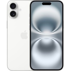 Apple iPhone 16 Plus 256GB σε λευκό χρώμα, με μπροστά όψη που δείχνει την οθόνη Super Retina XDR και την εμπρόσθια κάμερα.
