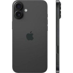 Apple iPhone 16 Plus 128GB σε μαύρο χρώμα, με πίσω όψη που αναδεικνύει τις κάμερες και την πλάγια όψη με τα κουμπιά ελέγχου.