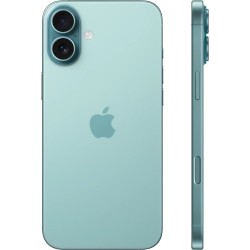 Apple iPhone 16 Plus 128GB σε teal χρώμα, με μπροστά όψη που δείχνει την οθόνη Super Retina XDR και την εμπρόσθια κάμερα.