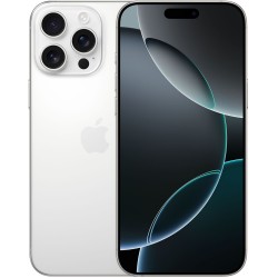Apple iPhone 16 Pro Max 256GB White Titanium, μπροστινή όψη με οθόνη Super Retina XDR τριπλή κάμερα.