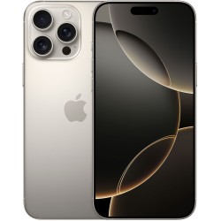 Apple iPhone 16 Pro Max 256GB Natural Titanium, εμπρόσθια όψη με οθόνη Super Retina XDR και τριπλή κάμερα